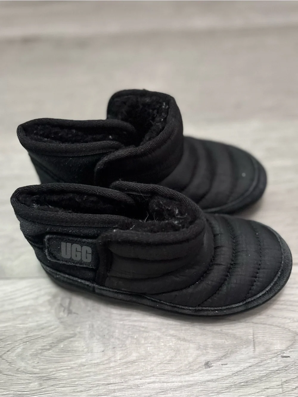UGG Kids Black Quilted Slip-On Booties